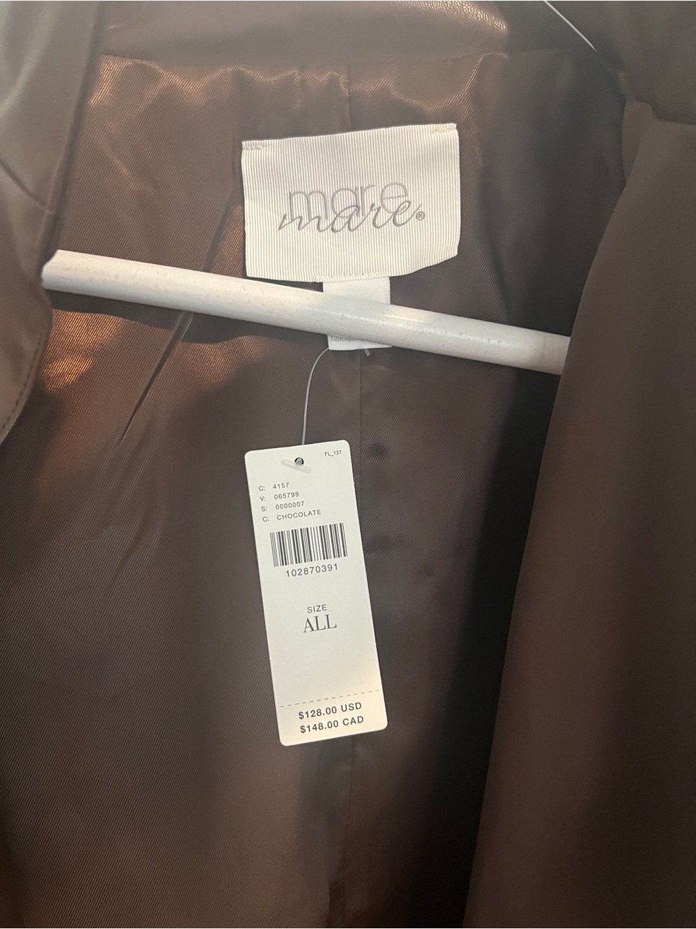 Anthropologie Chocolate Brown Faux Leather Swing Cape - Picture 3 of 4